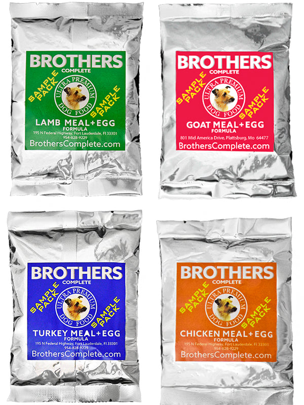 4 individual sample pack 3oz each of Brothers  Lamb, Goat, Turkey and Chicken formulas