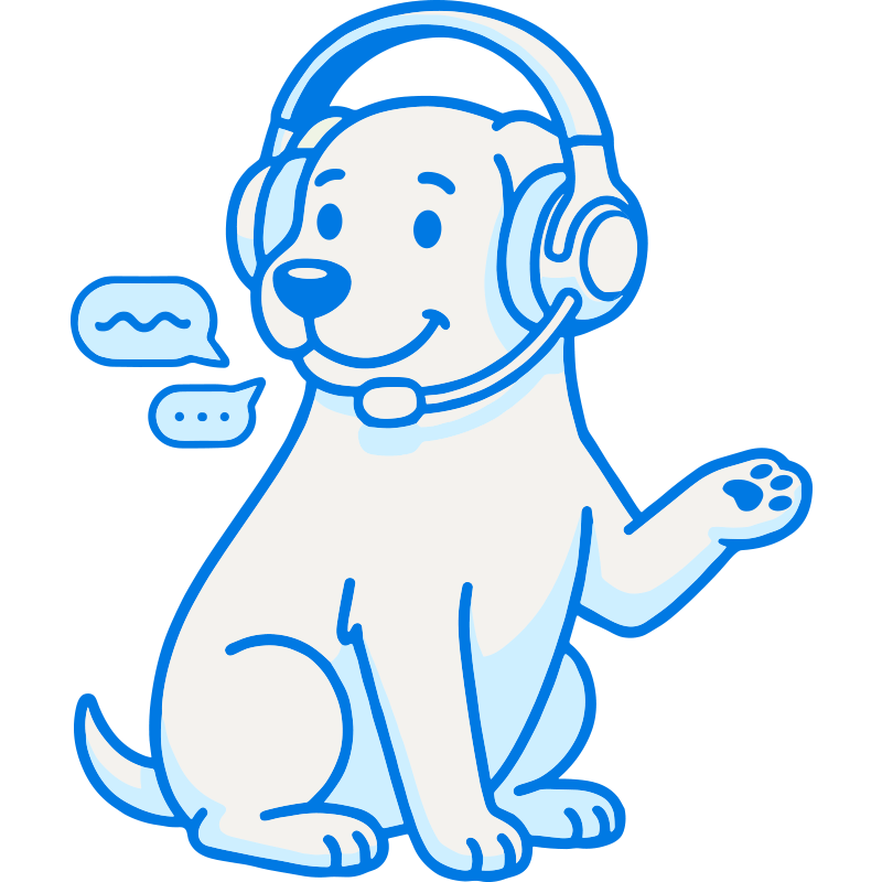 Cartoon dog with a headset on a black background