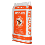 Bag of Brothers dog food on a white background