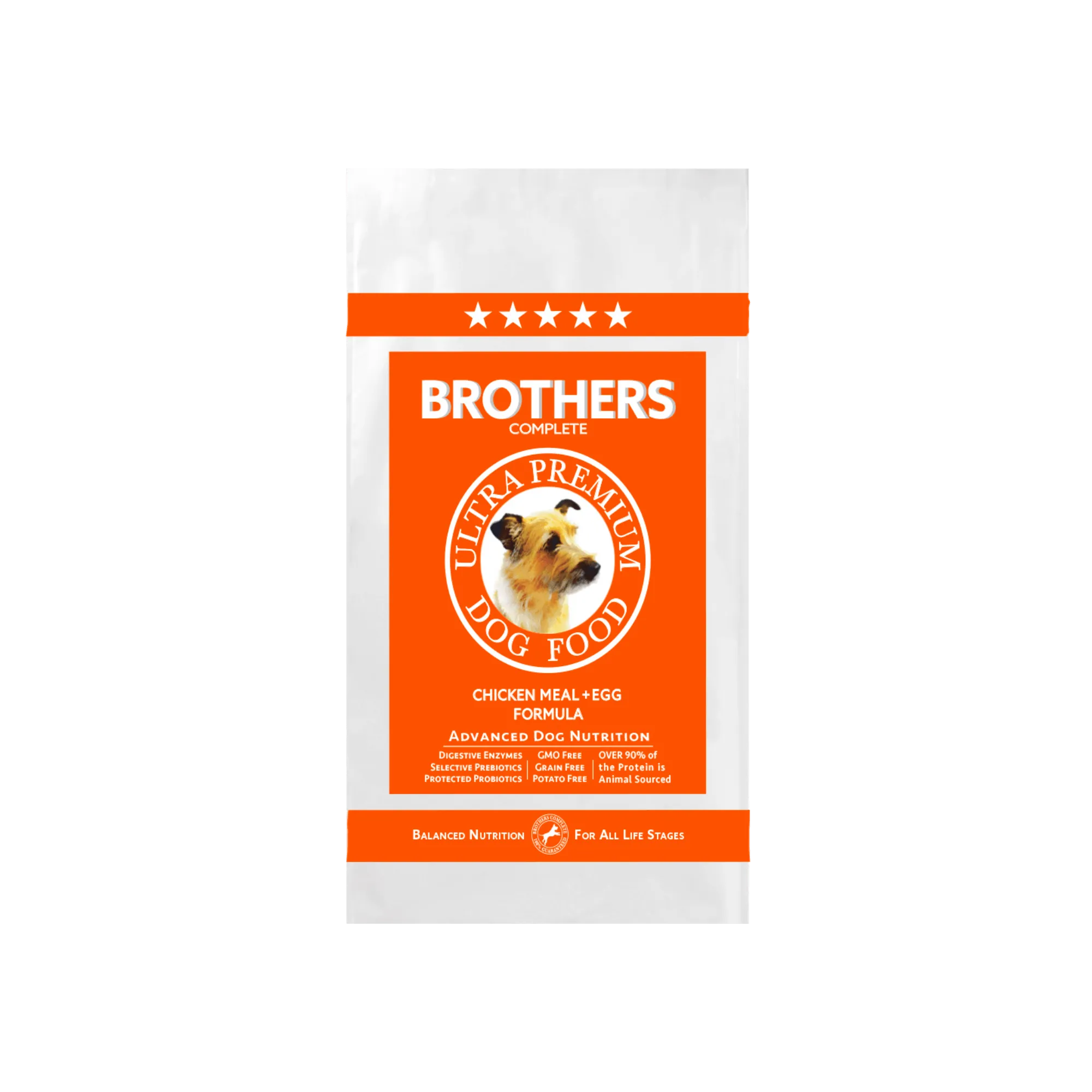 Brothers Complete dog food package on a white background