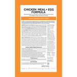 Brothers Chicken Meal + Egg Dog Food packaging with text and website URL.