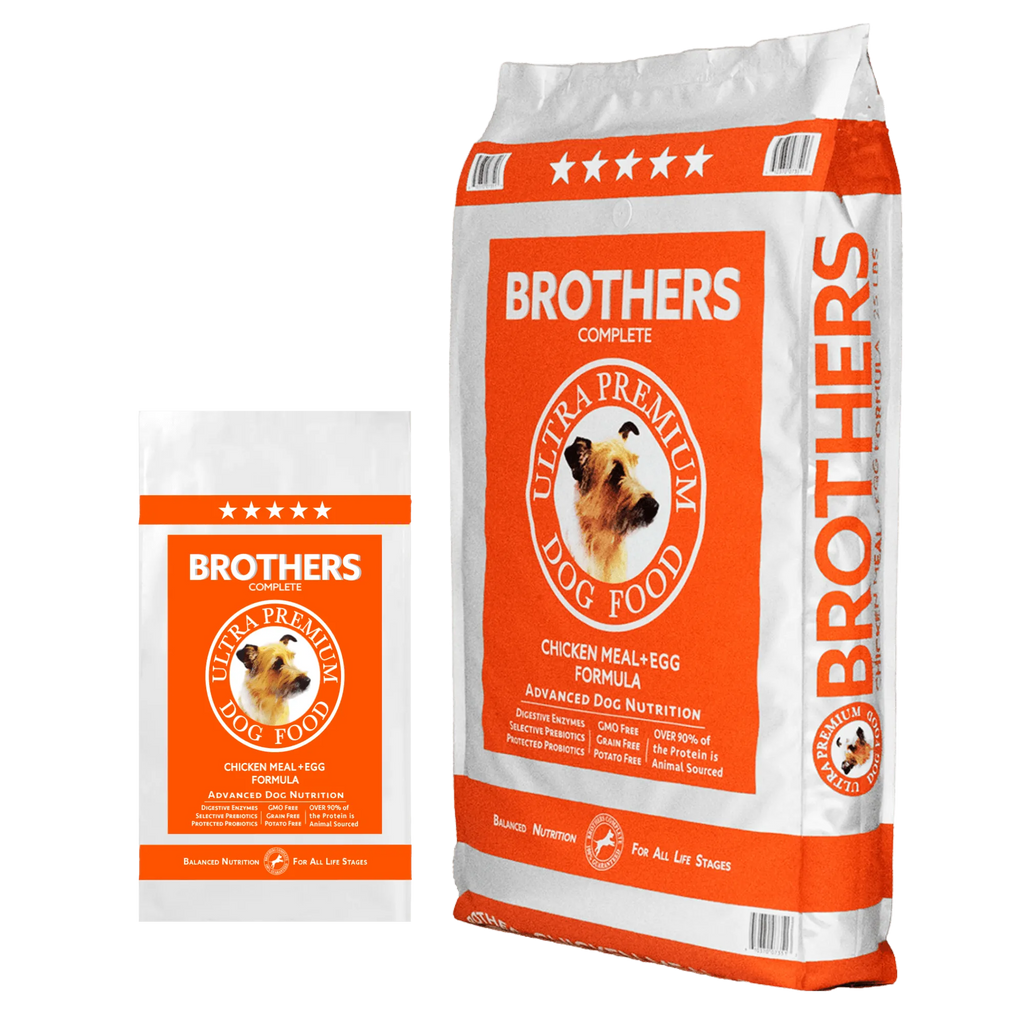 Brothers Ultra Premium Dog Food packaging on a white background