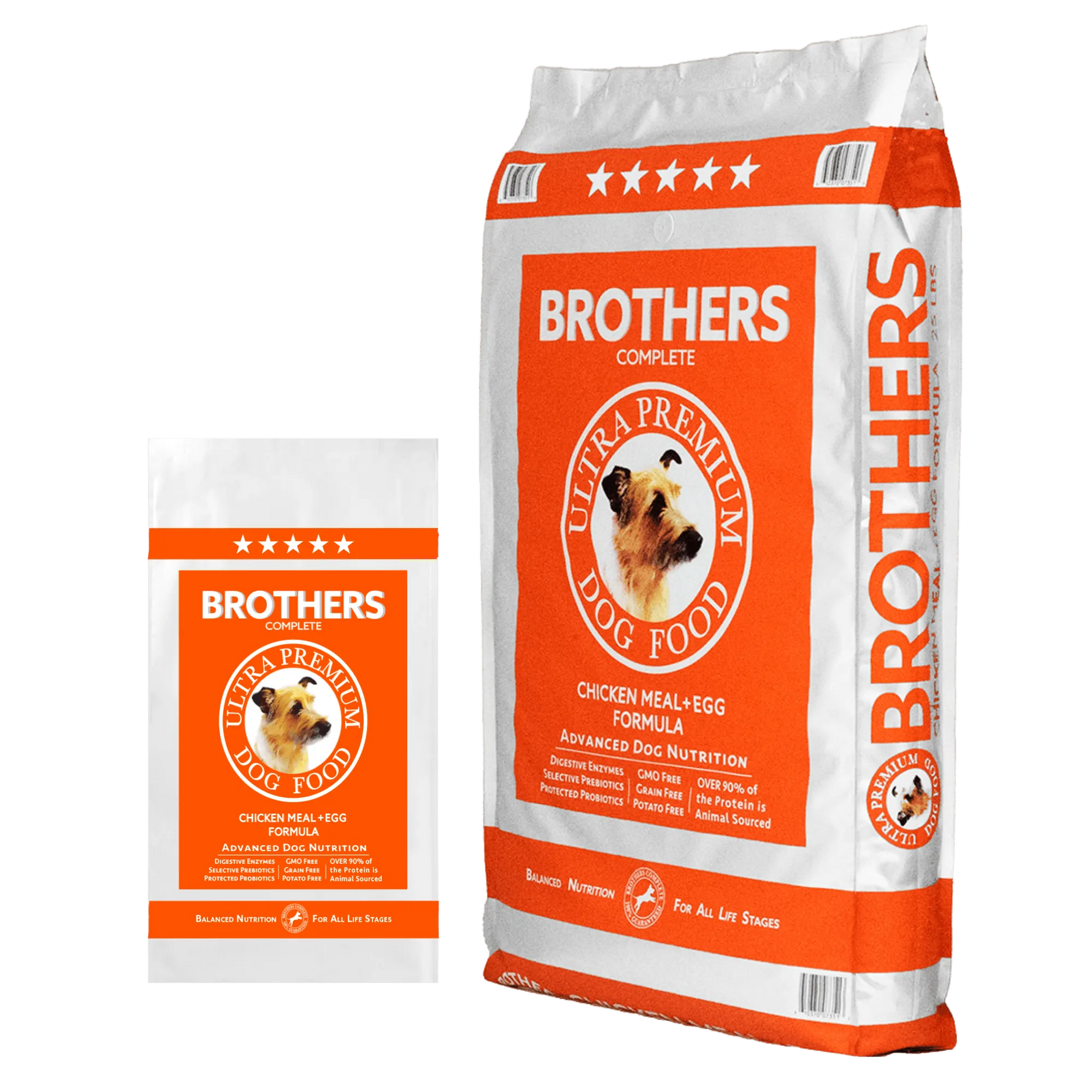 Brothers Ultra Premium Dog Food packaging on a white background