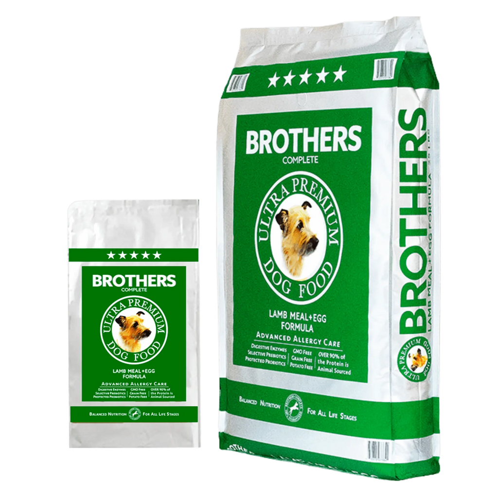 Two Brothers Ultra Premium Dog Food packages on a white background
