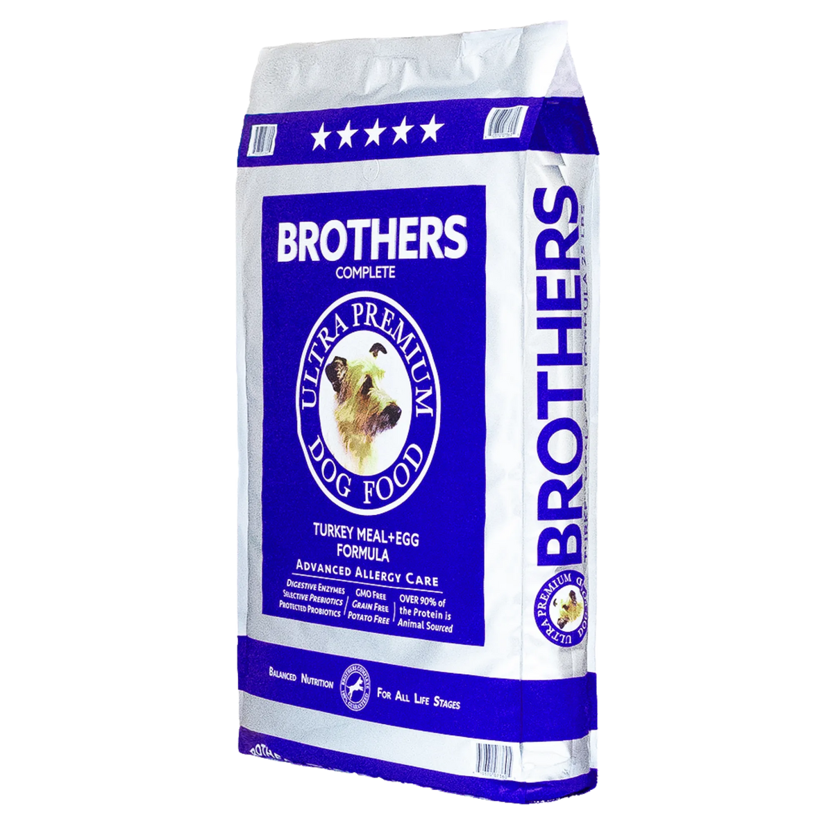Brothers Ultra Premium Dog Food bag on a white background
