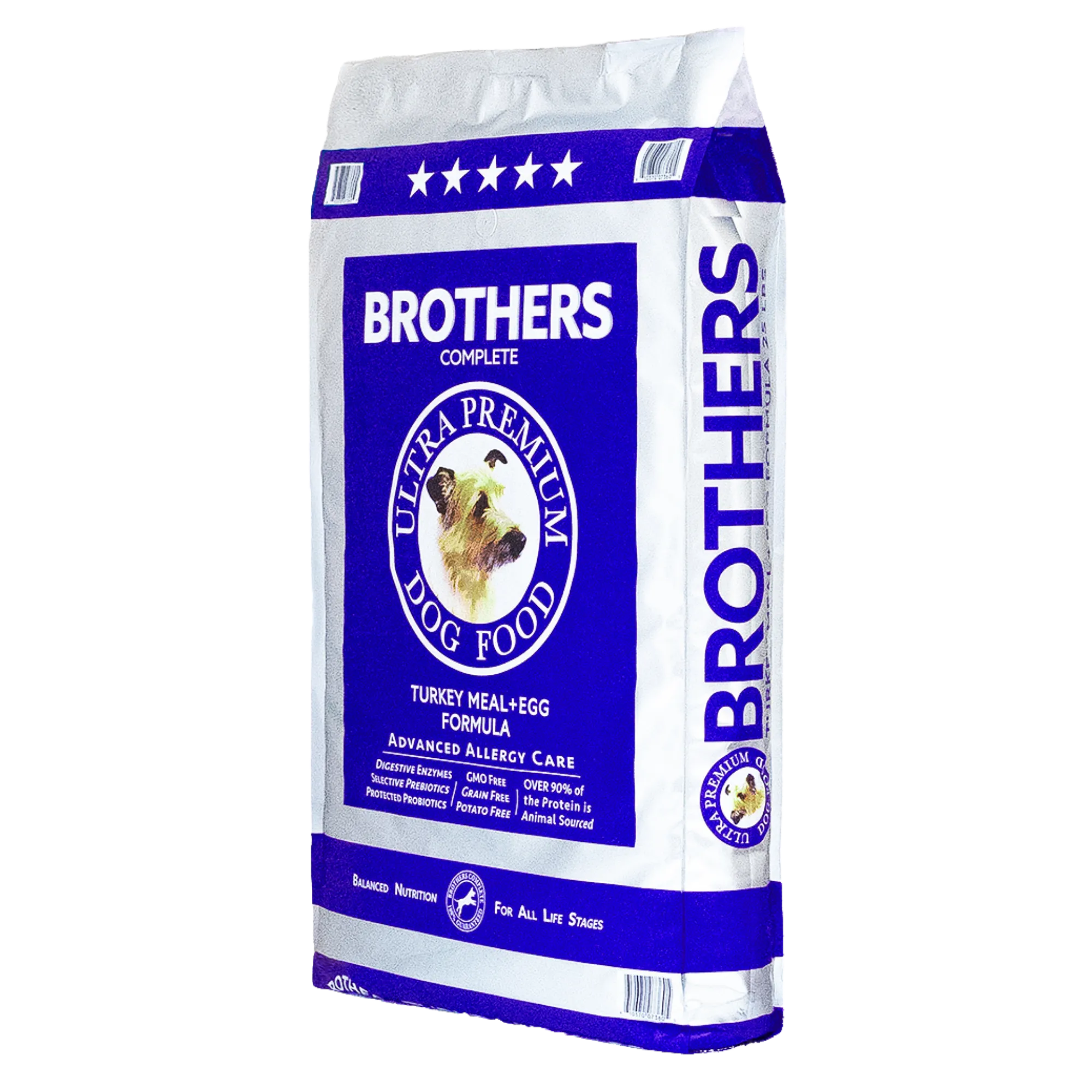 Brothers Ultra Premium Dog Food bag on a white background