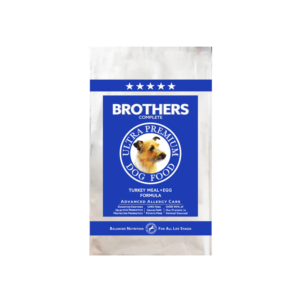Brothers Complete Ultra Premium Dog Food package on a white background