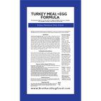 Brochure or label for Ultra Premium Dog Food with turkey meal and egg formula on a blue background