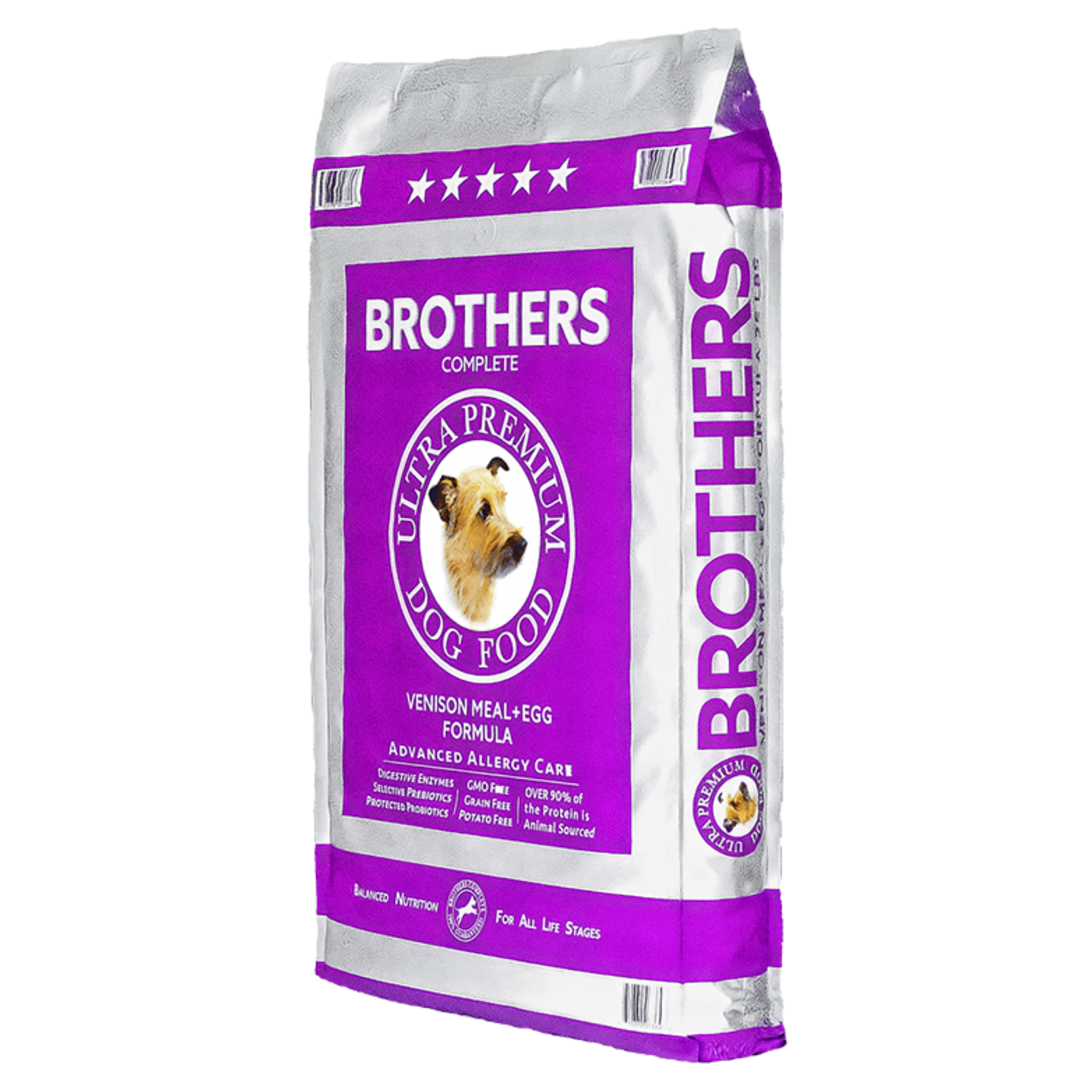 Brothers Ultra Premium Dog Food bag on a white background