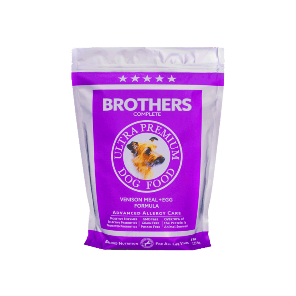 Brothers Complete ultra premium dog food package on a white background
